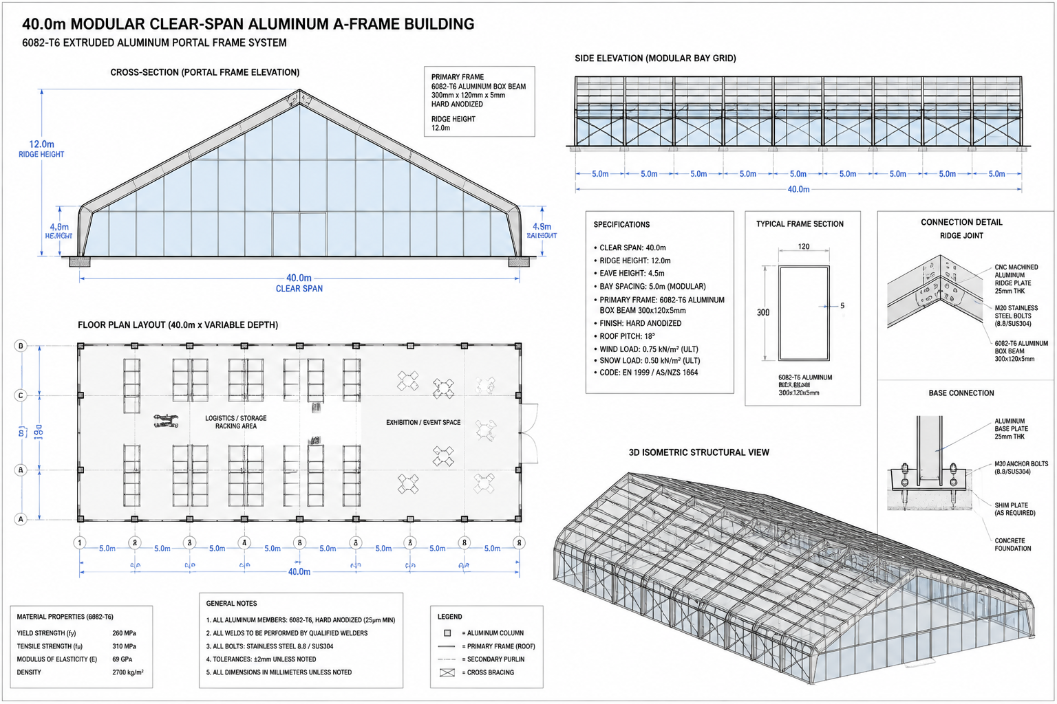 60m (200ft) 60m Black Frame Mega-Span Terminal Marquee - 15m Length