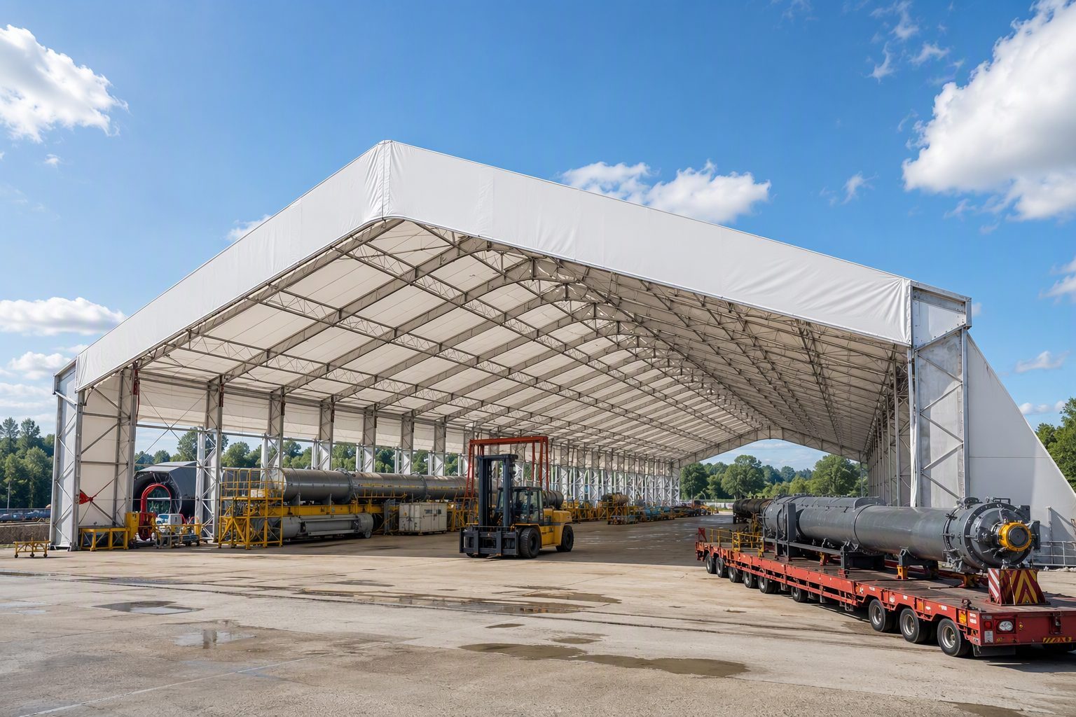 60m (197ft) Super-Span Industrial Fabrication Facility - 100m Length