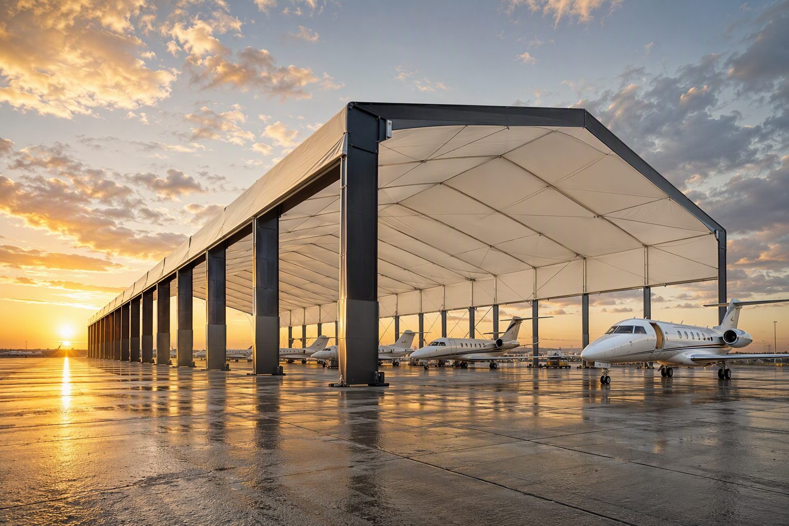75m (230ft) Titan Clear-Span Aerospace MRO Complex - 120m Length