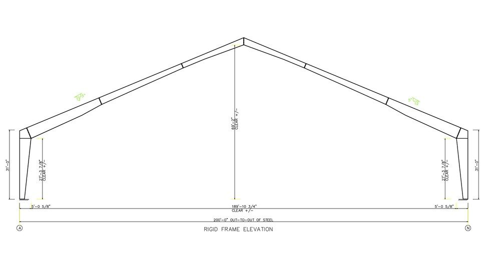 200ft Rigid Frame Elevation CAD Drawing