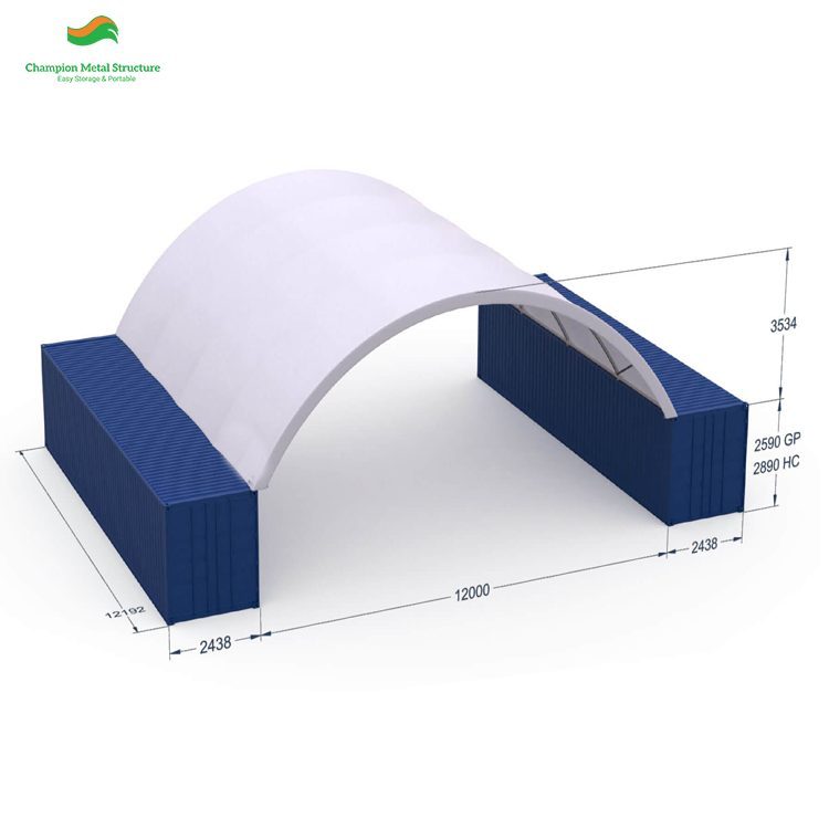 15m (50ft) x 220ft Heavy Double-Truss Container Shelter (CT50)