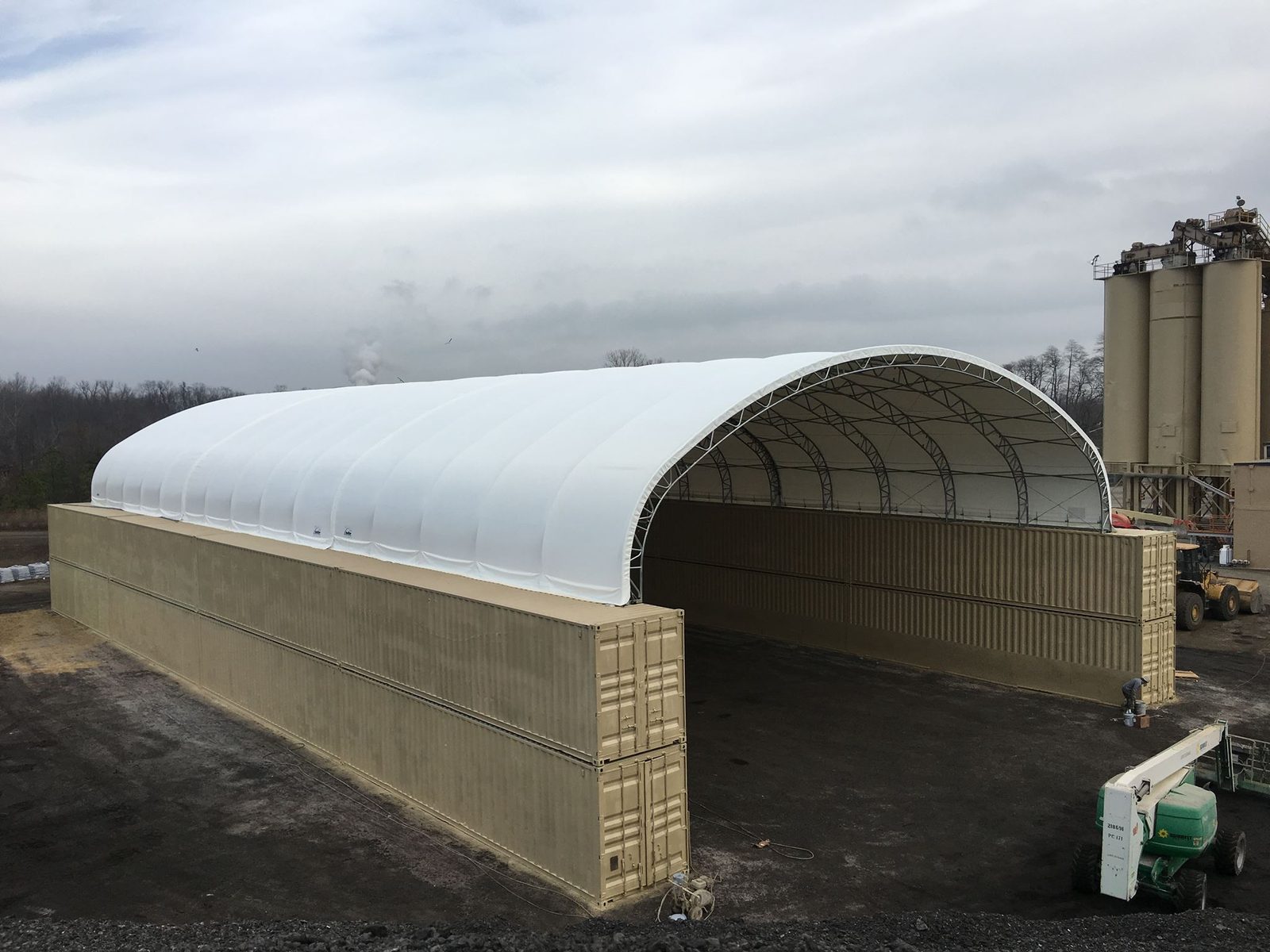 75m (246ft) Non-Standard Ultra-Span Raw Material Stockpile Dome - 120m Length