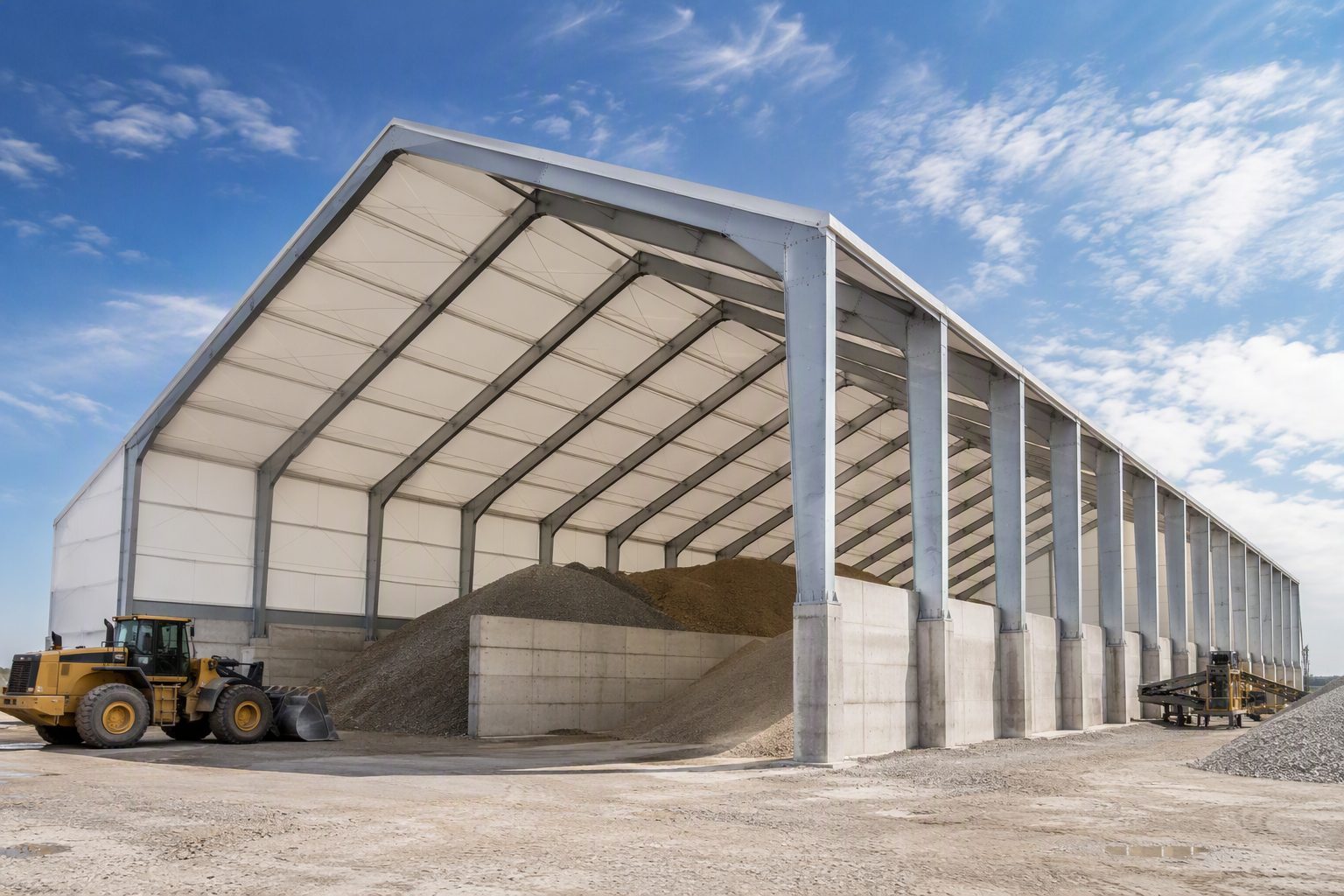 50m (164ft) Mega H-Beam Steel Frame Environmental Stockpile Enclosure - 100m Length