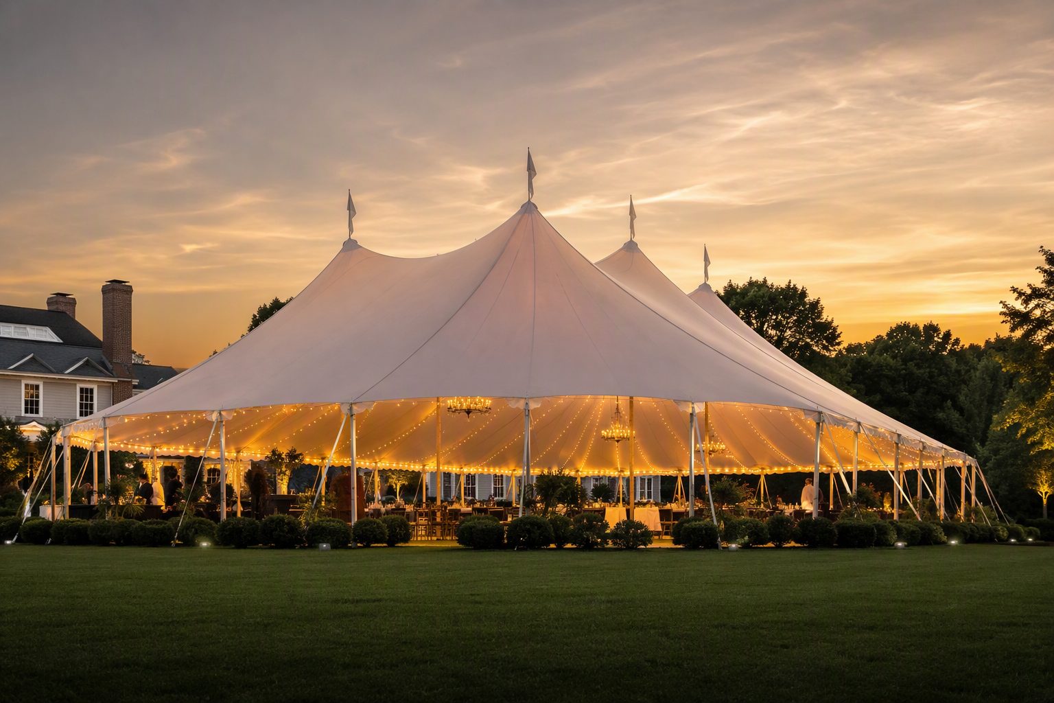 Luxury Multi-Peak Event Tent on Estate Lawn