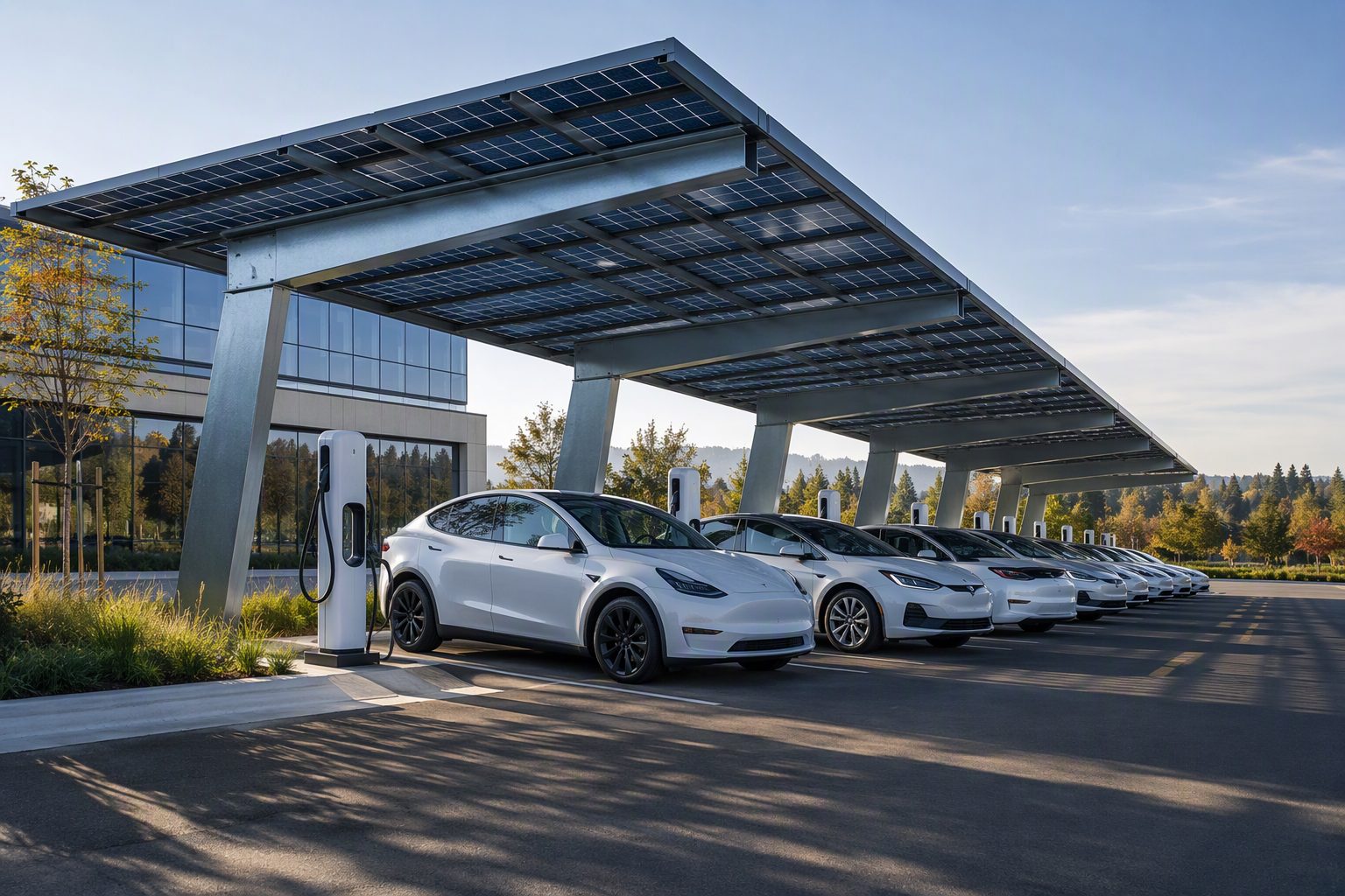 Cantilever Solar Parking Structure