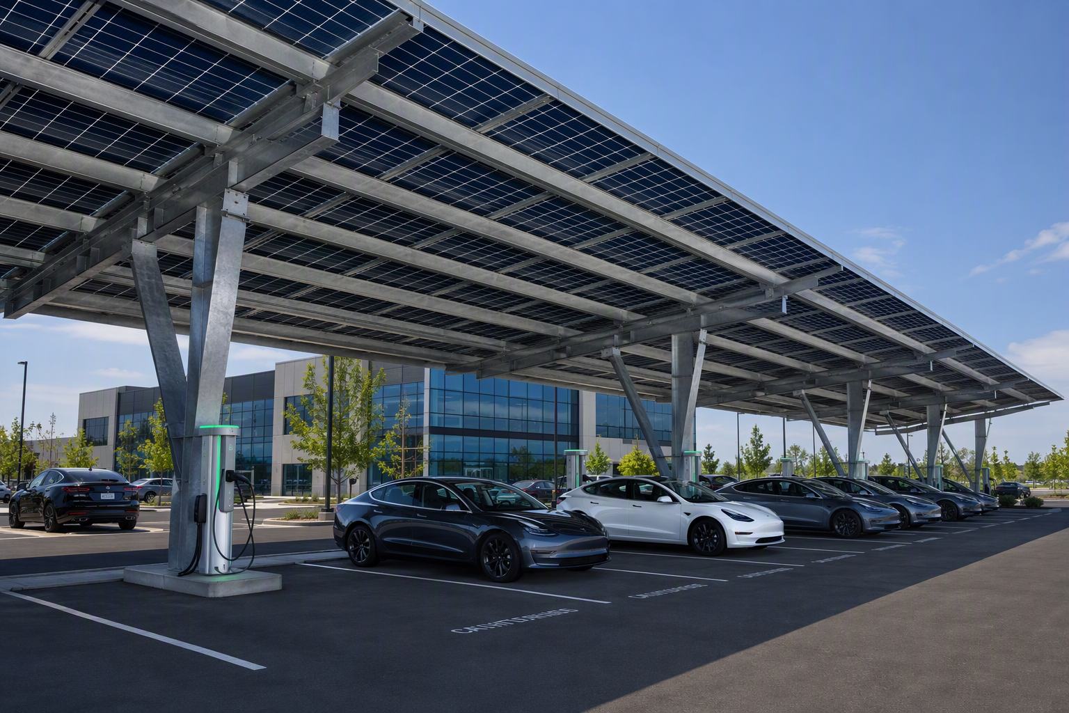 Commercial EV Fleet Solar Carport