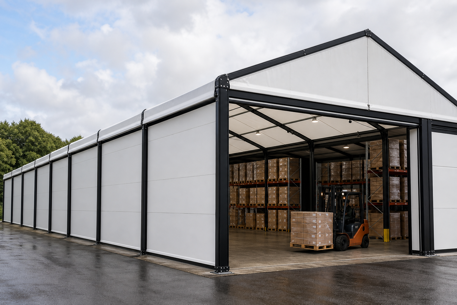 Aluminum industrial storage marquee