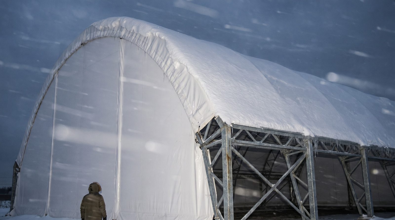Snow loading on fabric building