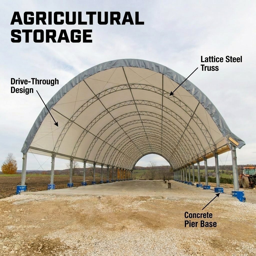 Agricultural Clear Span Hoop Barn for Hay and Grain Storage