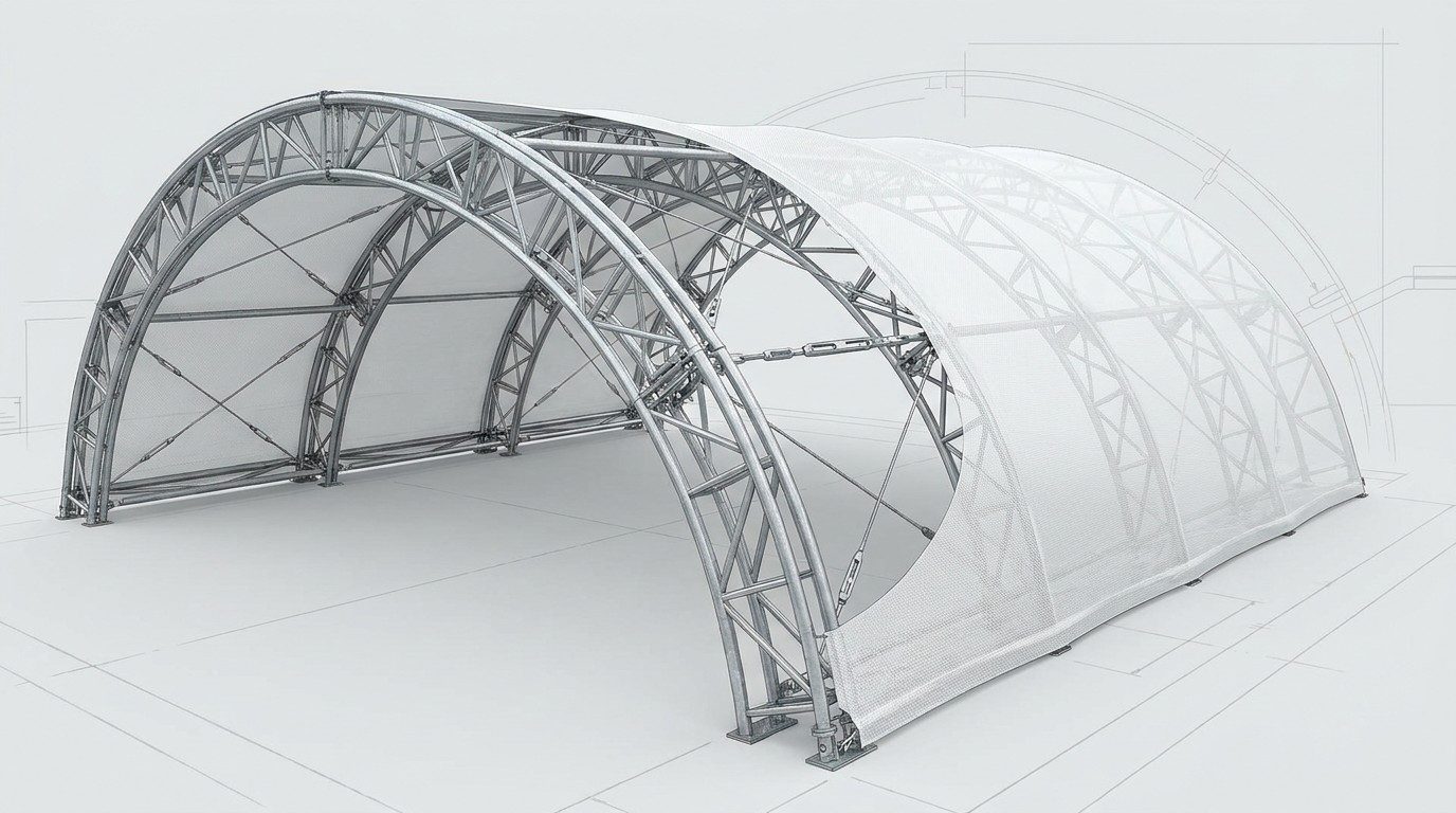Diagram of tension fabric building engineering