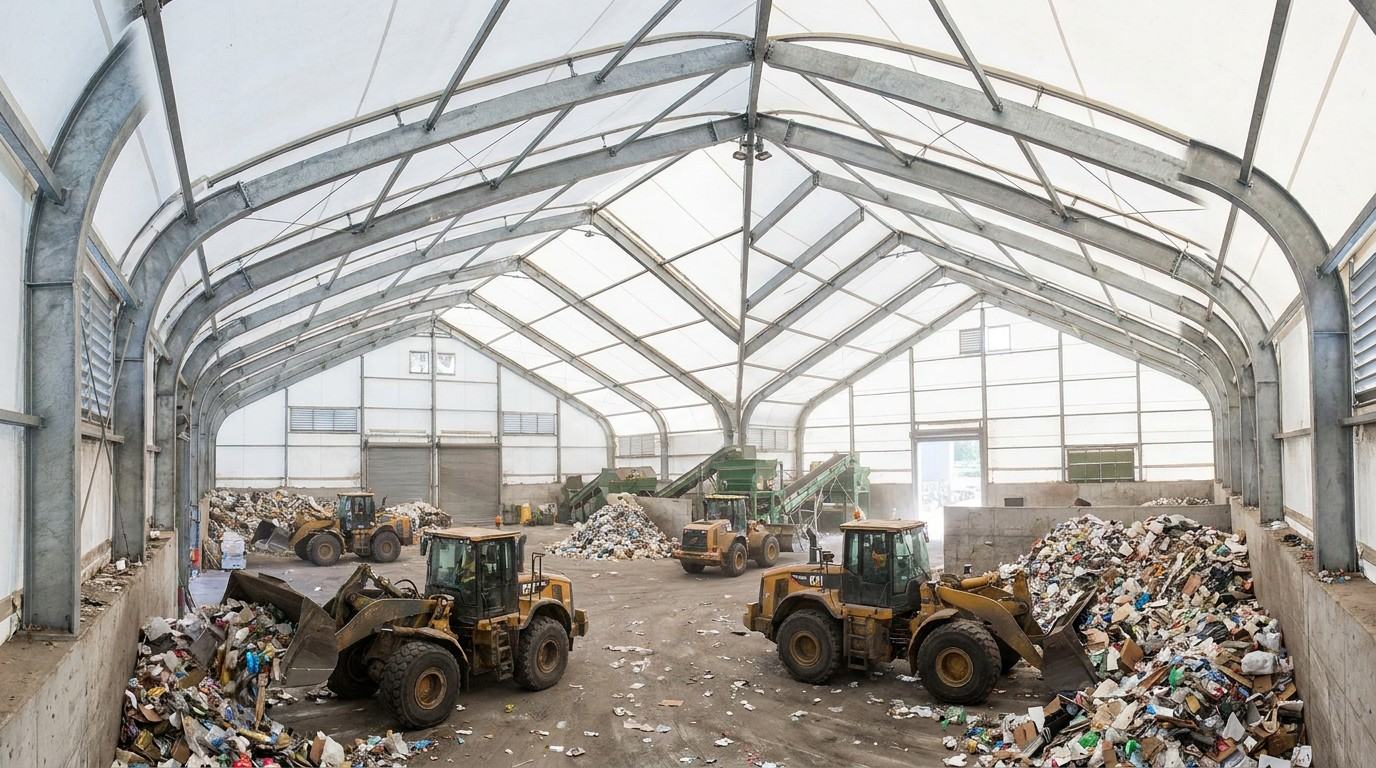 Waste transfer station fabric building